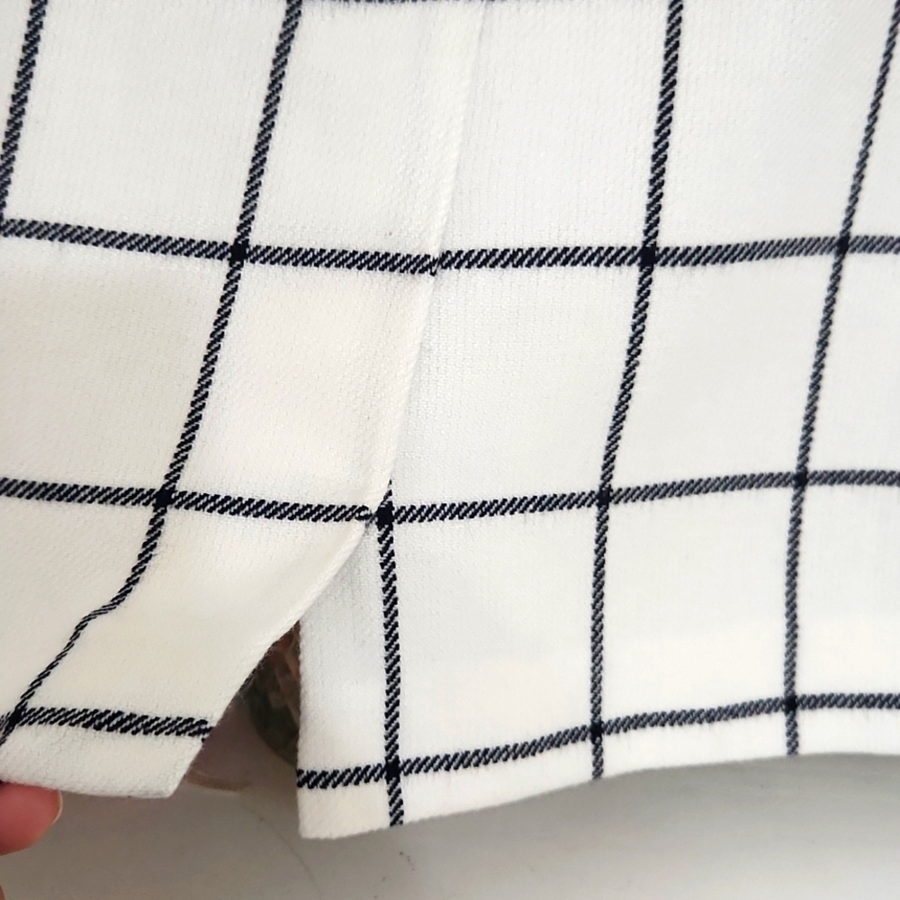Elegant White Checkered Modest Skirt Large Career - Picture 4 of 7